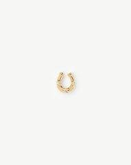Fine Horseshoe Single Stud Earring | 14k Solid Gold/Diamond