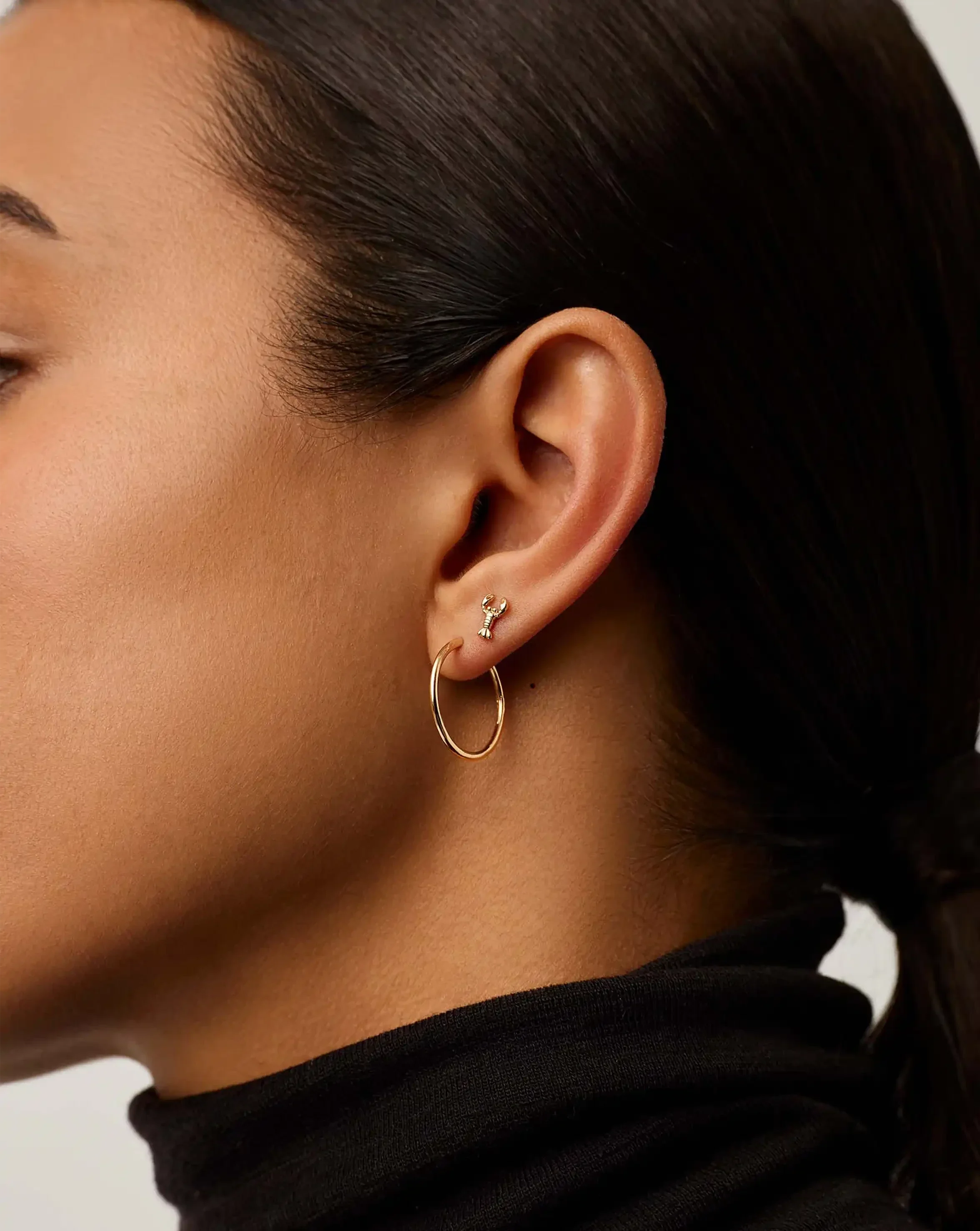 Fine Lobster Single Stud Earring | 14k Solid Gold