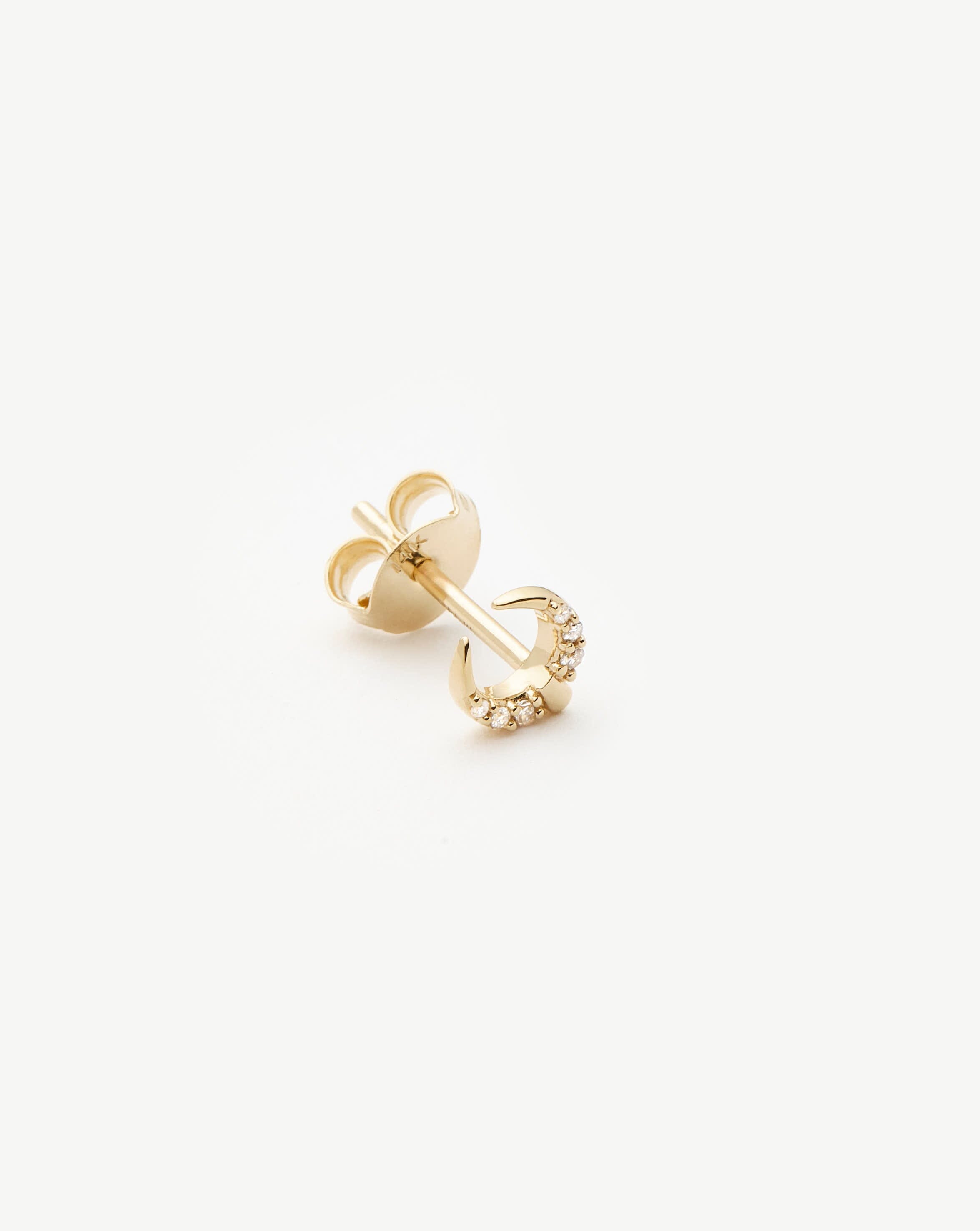Fine Lucy Williams Horn Single Stud Earring | 14k Solid Gold/Diamond