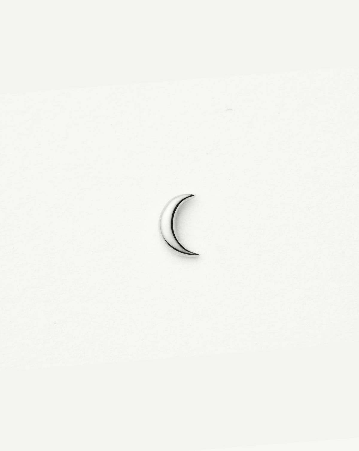 Fine Moon Flat Back Stud Earring | 14k White Gold