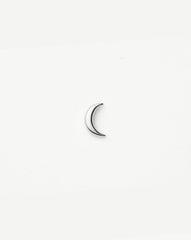 Fine Moon Flat Back Stud Earring | 14k White Gold