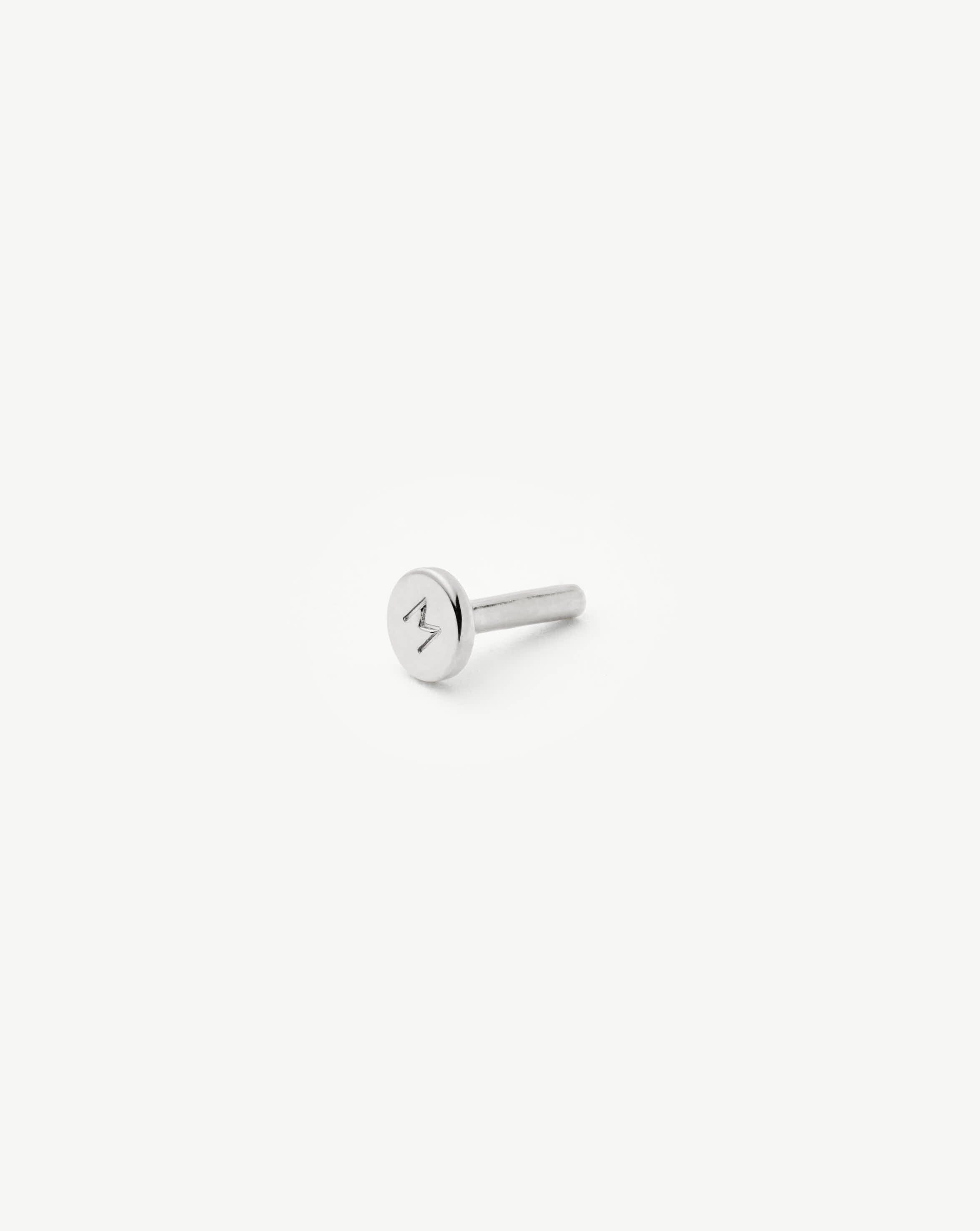 Fine Moon Flat Back Stud Earring | 14k White Gold