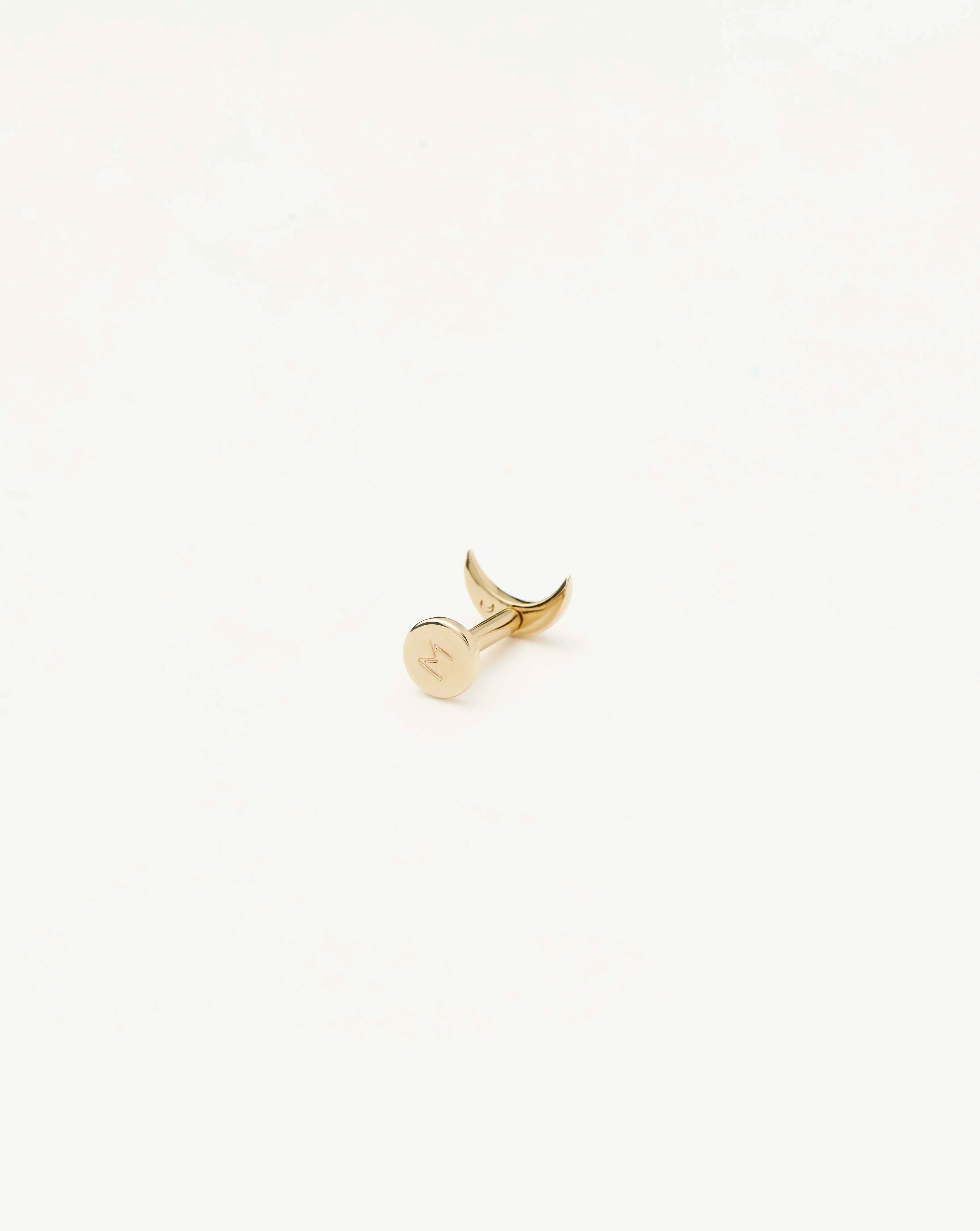 Fine Moon Flat Back Stud Earring | 14k Yellow Gold