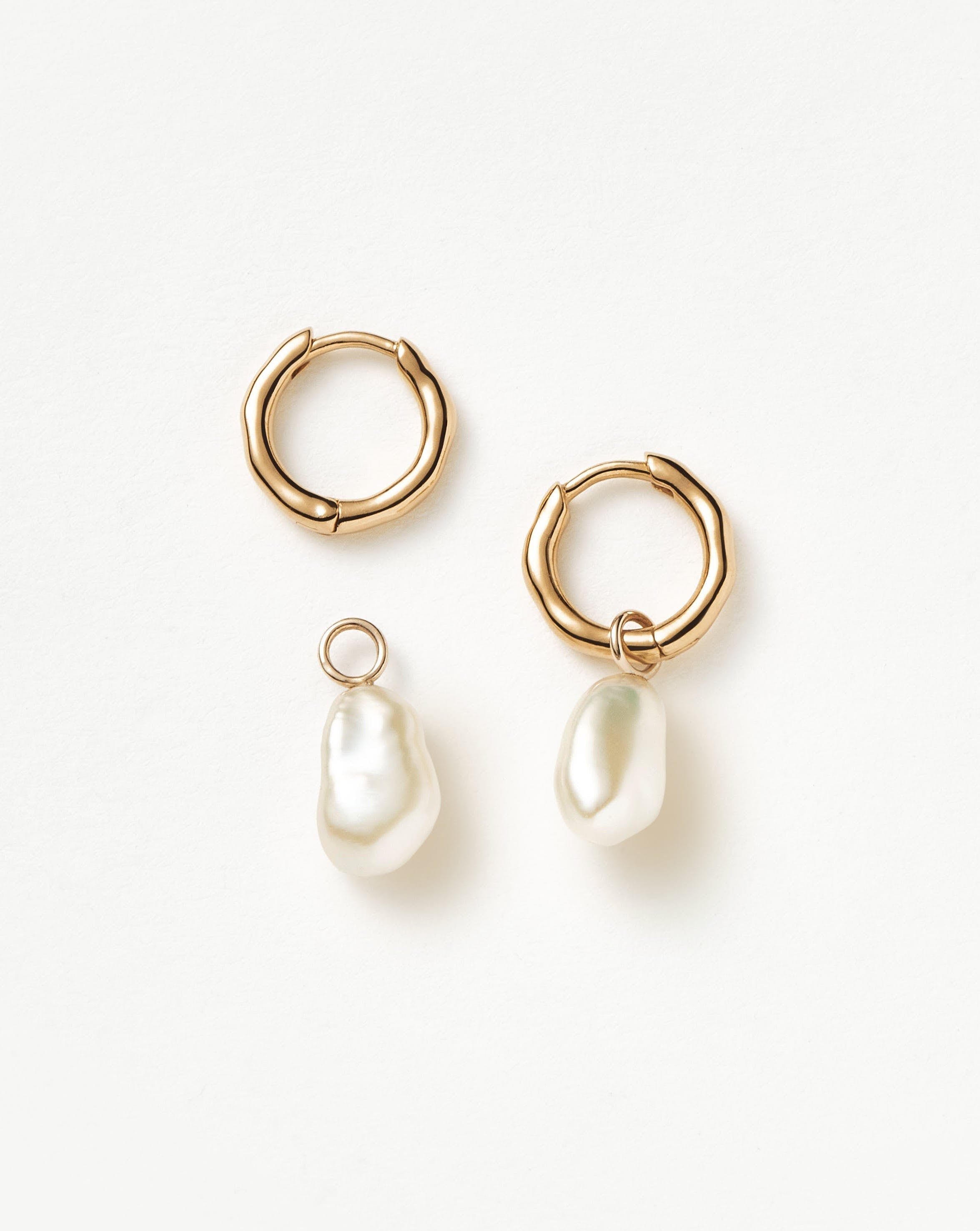 Fine Pearl Drop Mini Hoop Earrings