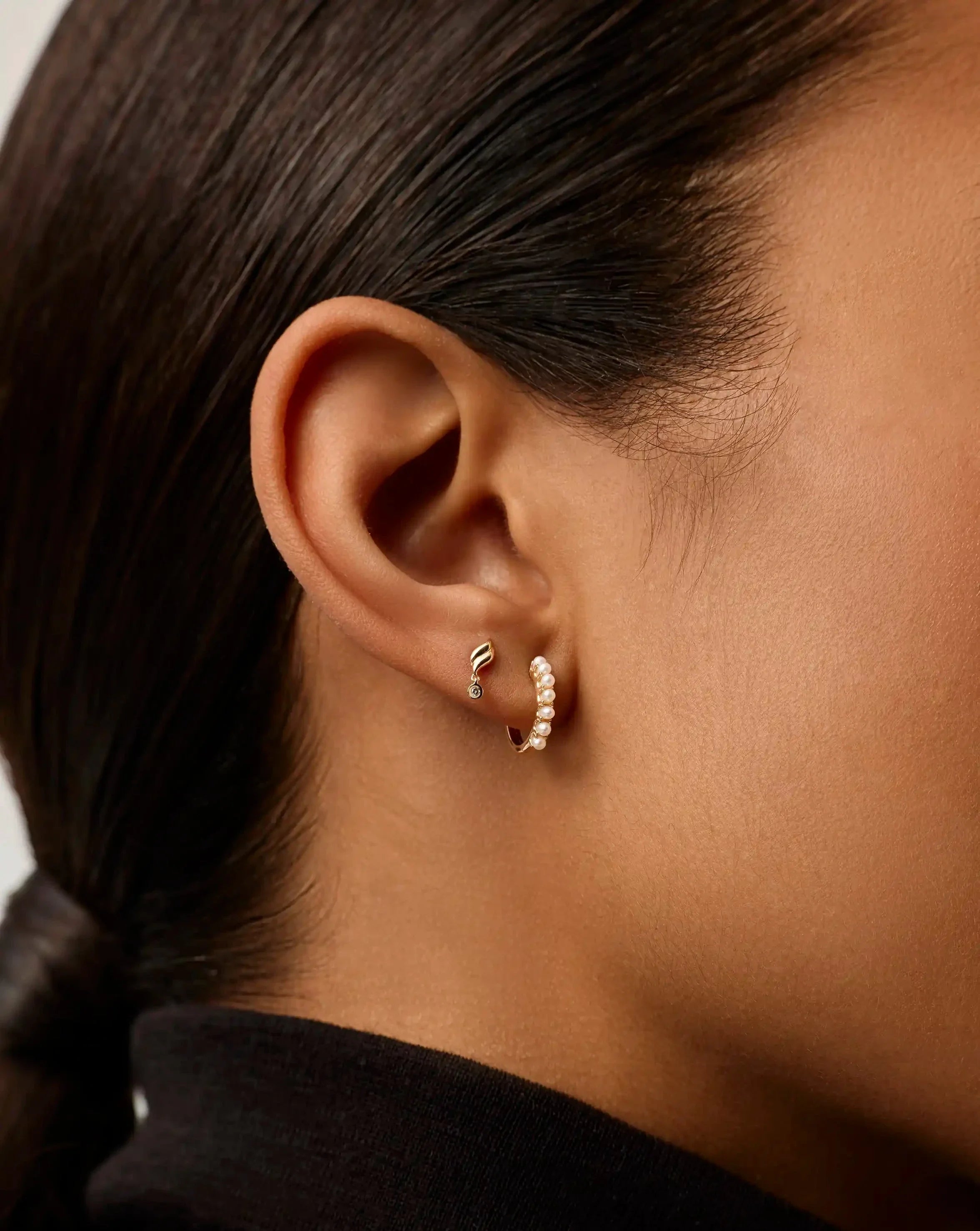 Fine Savi Single Stud Earring | 14k Solid Gold/Diamond