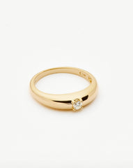 Fine Single Diamond Classic Dome Ring | 14k Solid Gold/Diamond