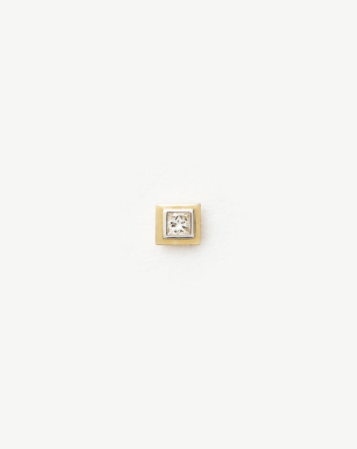 Fine Square Solitaire Flat Back Stud Earring | 14k Yellow Gold/Diamond