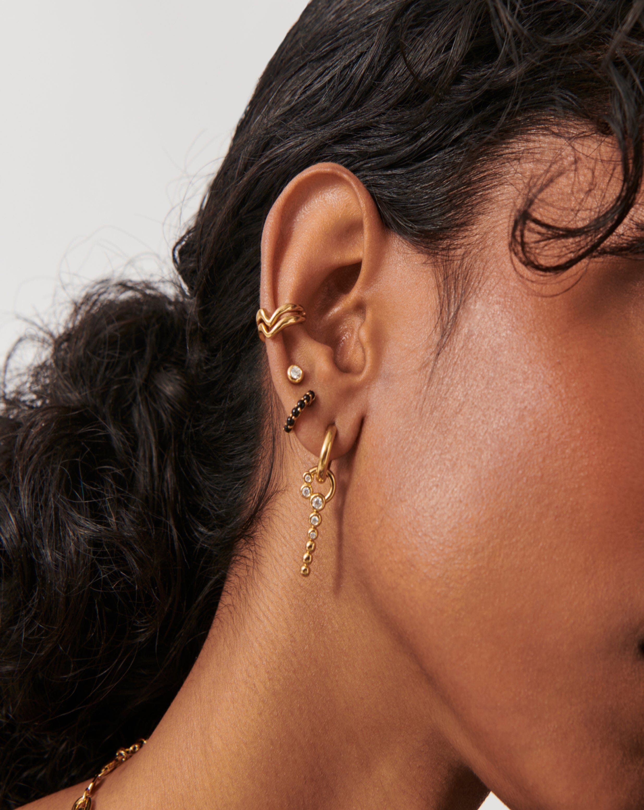 Gemstone Huggies | 18k Gold Vermeil/Black Onyx