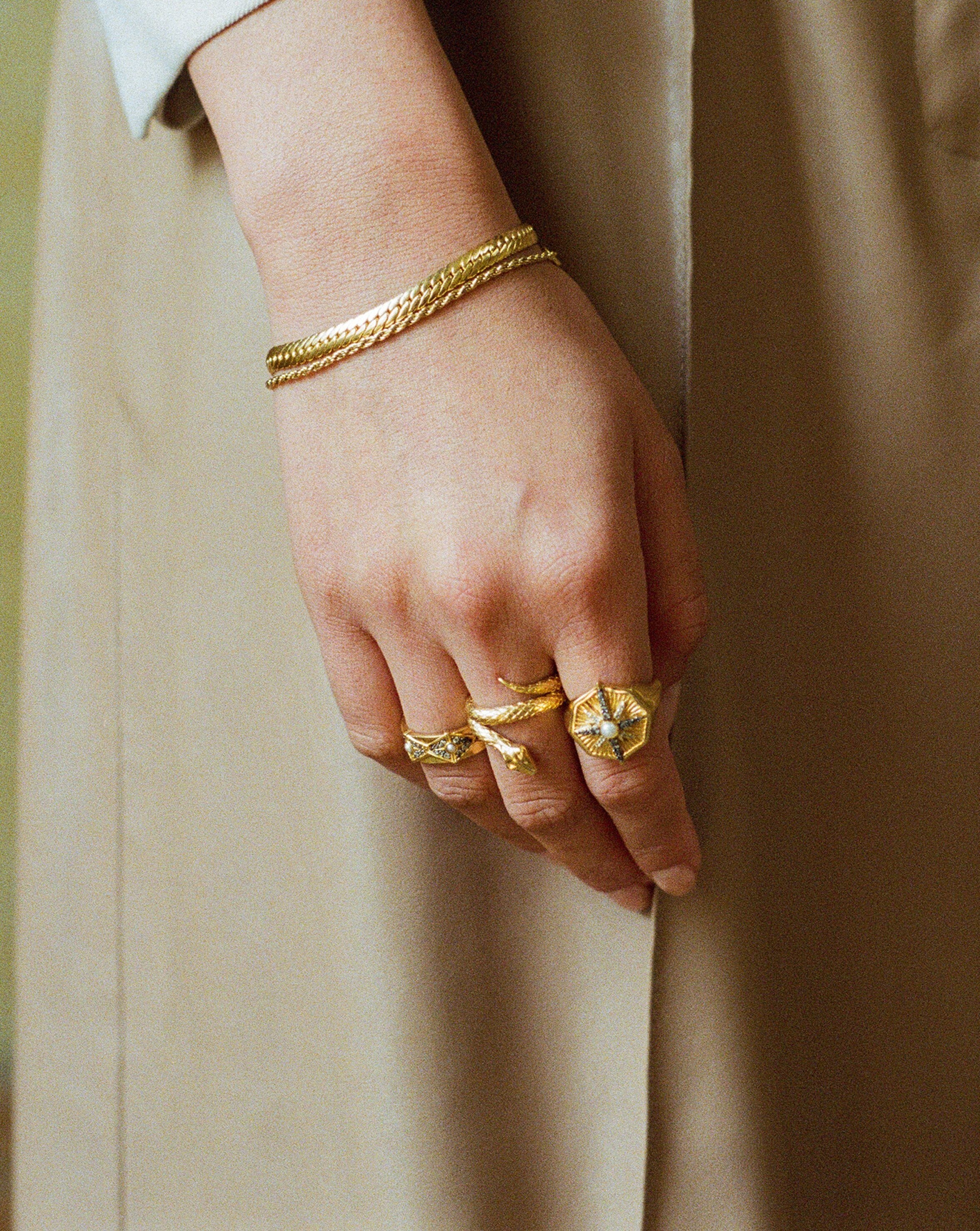 Harris Reed Coiled Serpent Ring | 18k Gold Plated