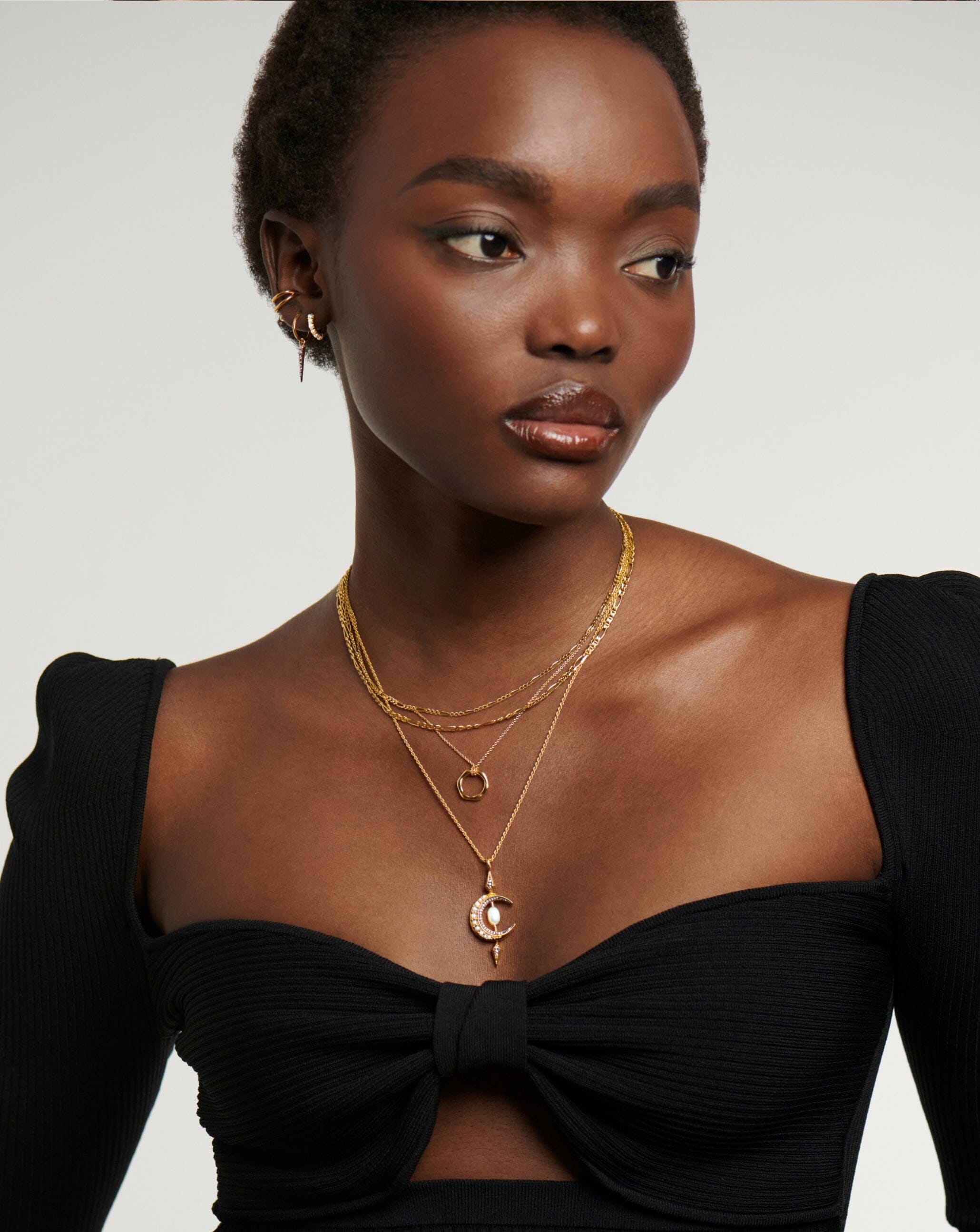 Harris Reed Crescent Moon Pearl Necklace | 18k Gold Vermeil/Pearl