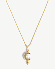 Harris Reed Crescent Moon Pearl Necklace | 18k Gold Vermeil/Pearl