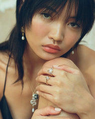 Harris Reed Fine Celestial Ring | 14k Solid Gold/Rainbow Moonstone & Diamond