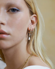 Harris Reed Fine Coiled Serpent Earrings | 14k Solid Gold/Pearl & Diamond