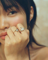 Harris Reed Fine Starlight Ring | 14k Solid Gold/Pearl & Diamond