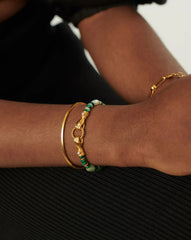 Harris Reed In Good Hands Beaded Gemstone Bracelet | 18k Gold Plated/Multi Green Gemstone & Pearl