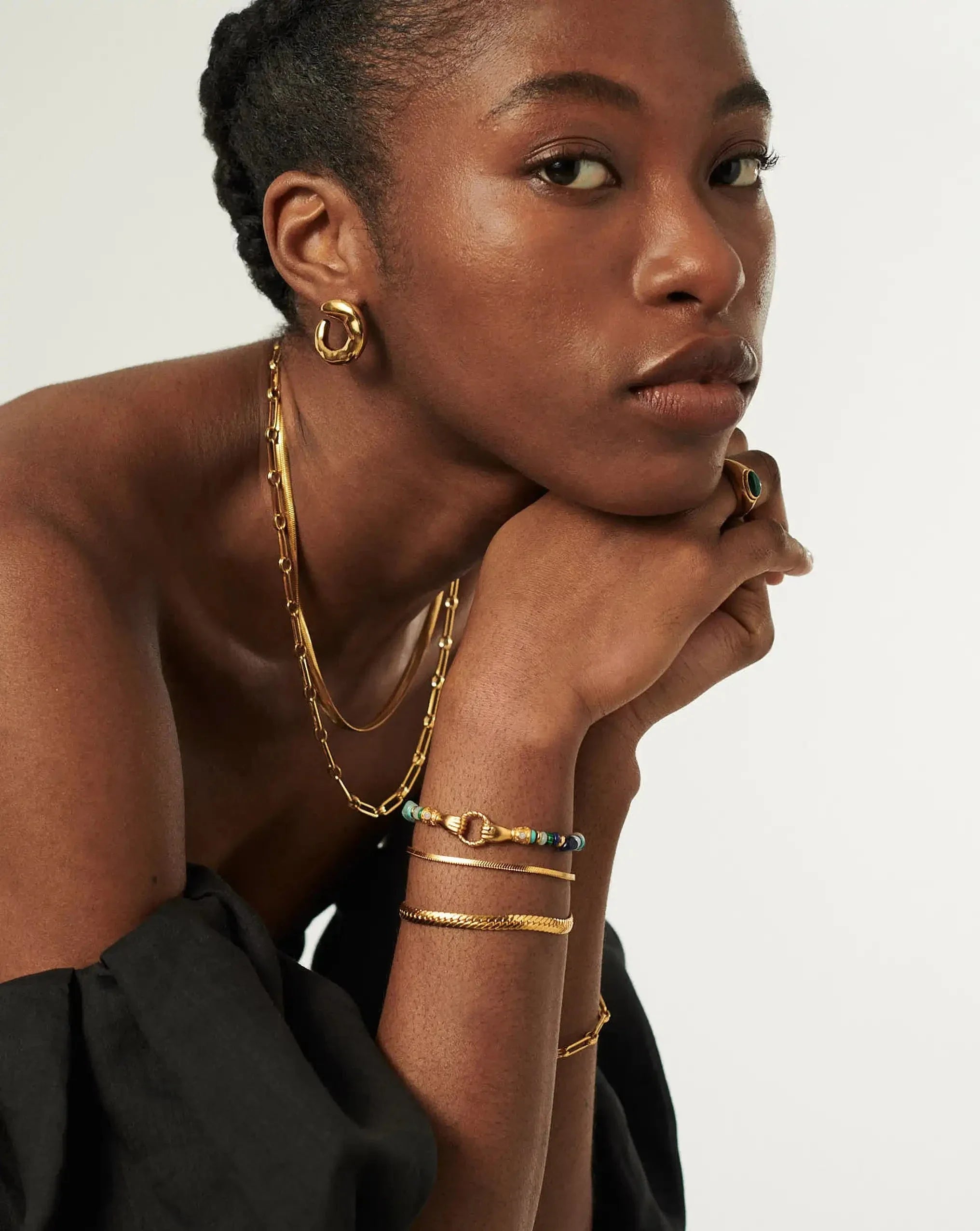 Harris Reed In Good Hands Beaded Gemstone Bracelet | 18k Gold Plated/Turquoise, Lapis & Pearl