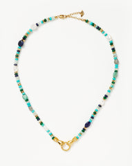 Harris Reed In Good Hands Beaded Gemstone Necklace | 18k Gold Plated/Turquoise, Lapis & Pearl