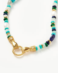 Harris Reed In Good Hands Beaded Gemstone Necklace | 18k Gold Plated/Turquoise, Lapis & Pearl