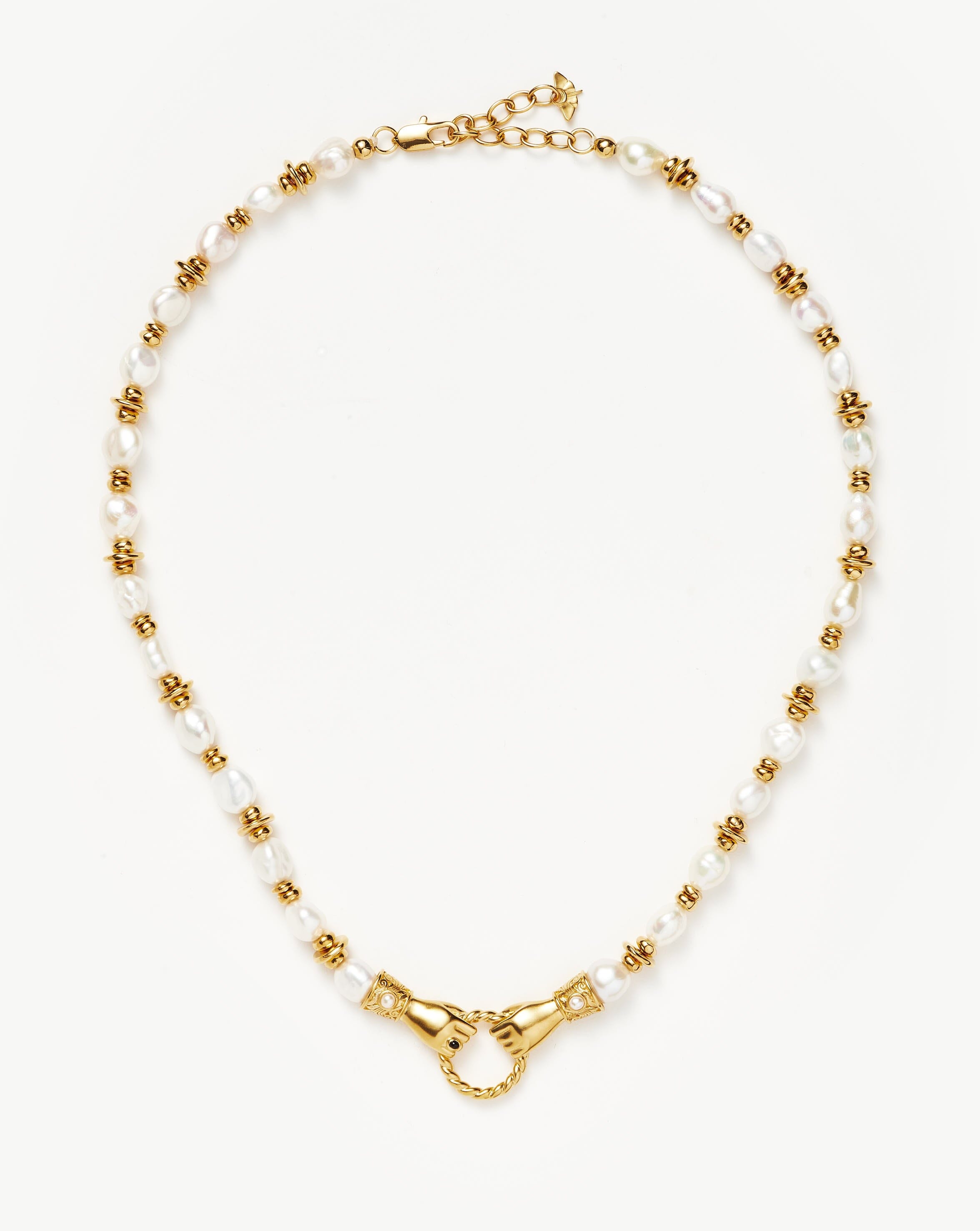 Harris Reed In Good Hands Chunky Beaded Gemstone Necklace | 18k Gold Plated/Pearl