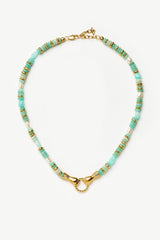 Harris Reed In Good Hands Chunky Beaded Gemstone Necklace | 18k Gold Plated/Multi Amazonite & Pearl