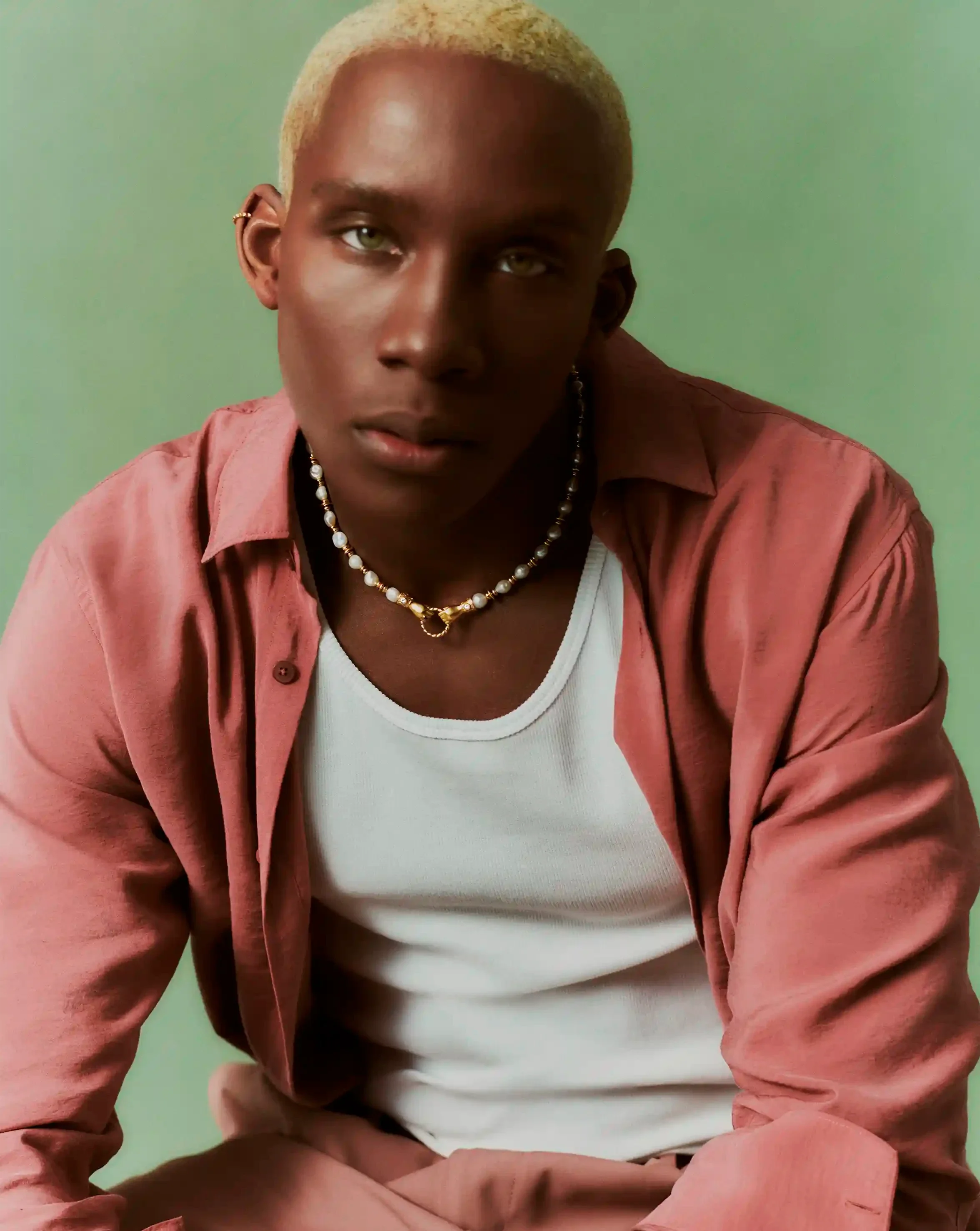 Harris Reed In Good Hands Chunky Beaded Gemstone Necklace | 18k Gold Plated/Pearl