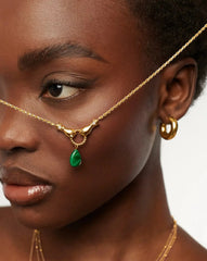 Harris Reed In Good Hands Drop Pendant Necklace | 18k Gold Plated/Malachite & Pearl