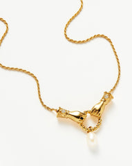 Harris Reed In Good Hands Drop Pendant Necklace | 18k Gold Plated/Pearl & Black Onyx