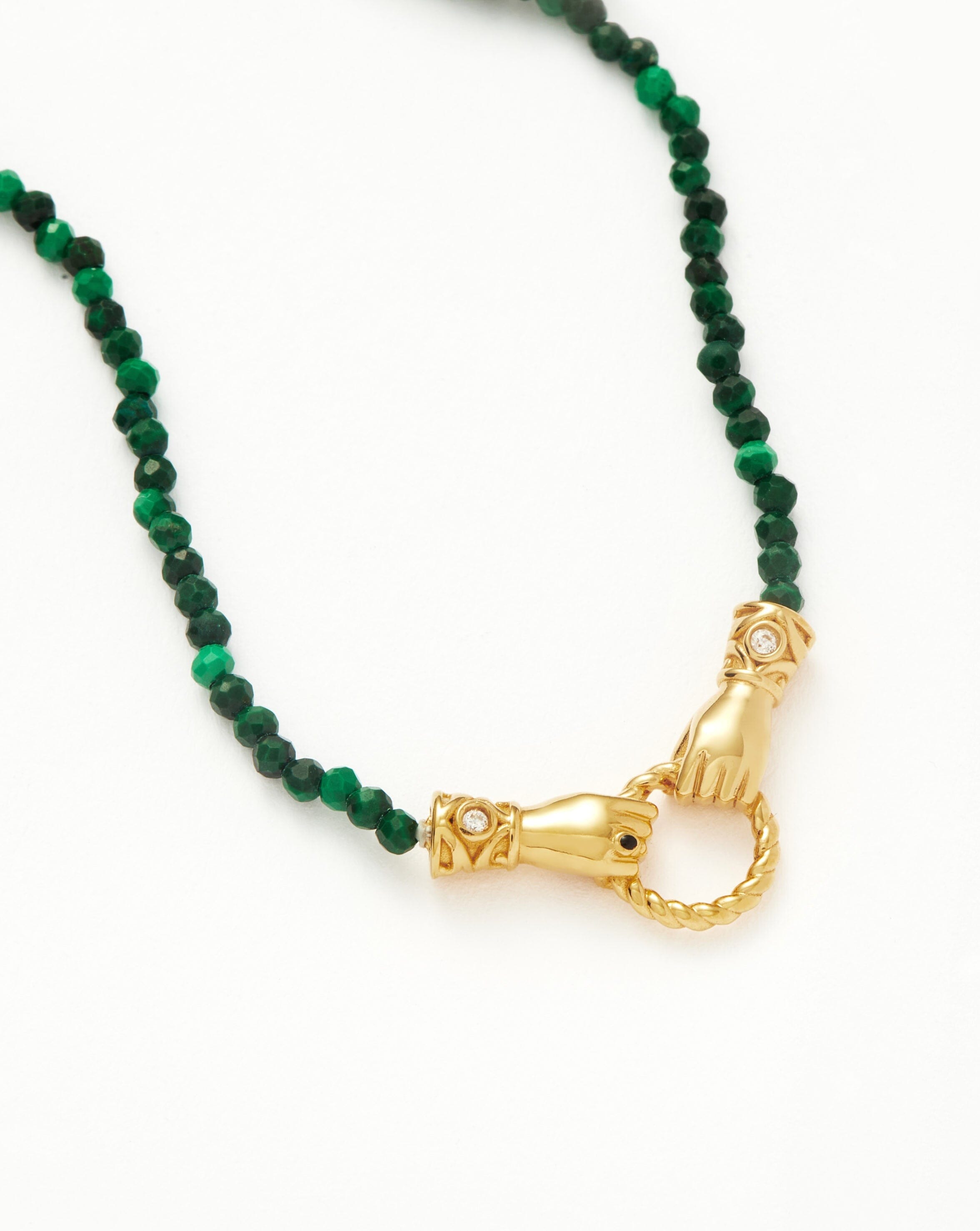 Harris Reed In Good Hands Mini Beaded Gemstone Necklace | 18k Gold Plated/Malachite