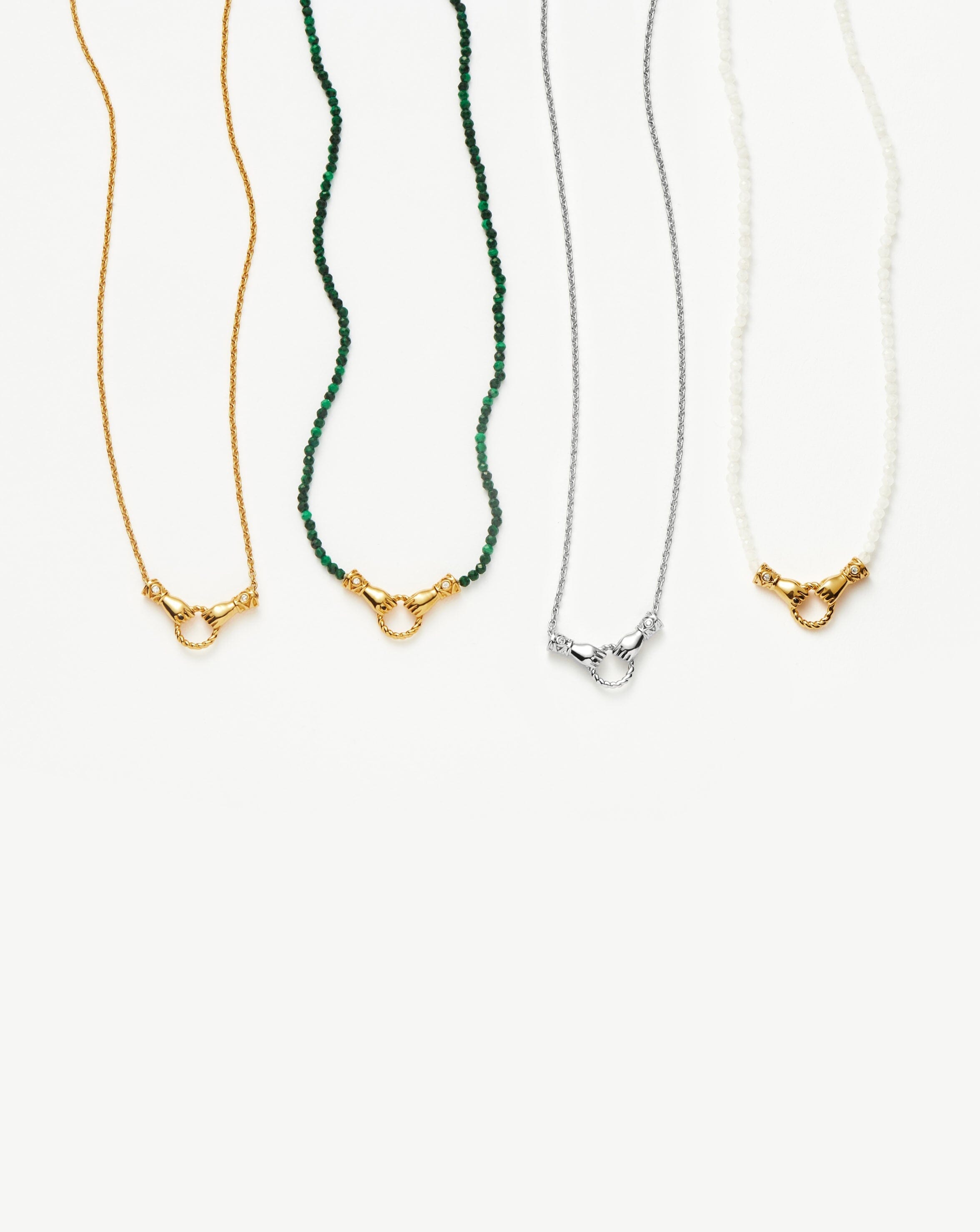 Harris Reed In Good Hands Mini Beaded Gemstone Necklace | 18k Gold Plated/Malachite