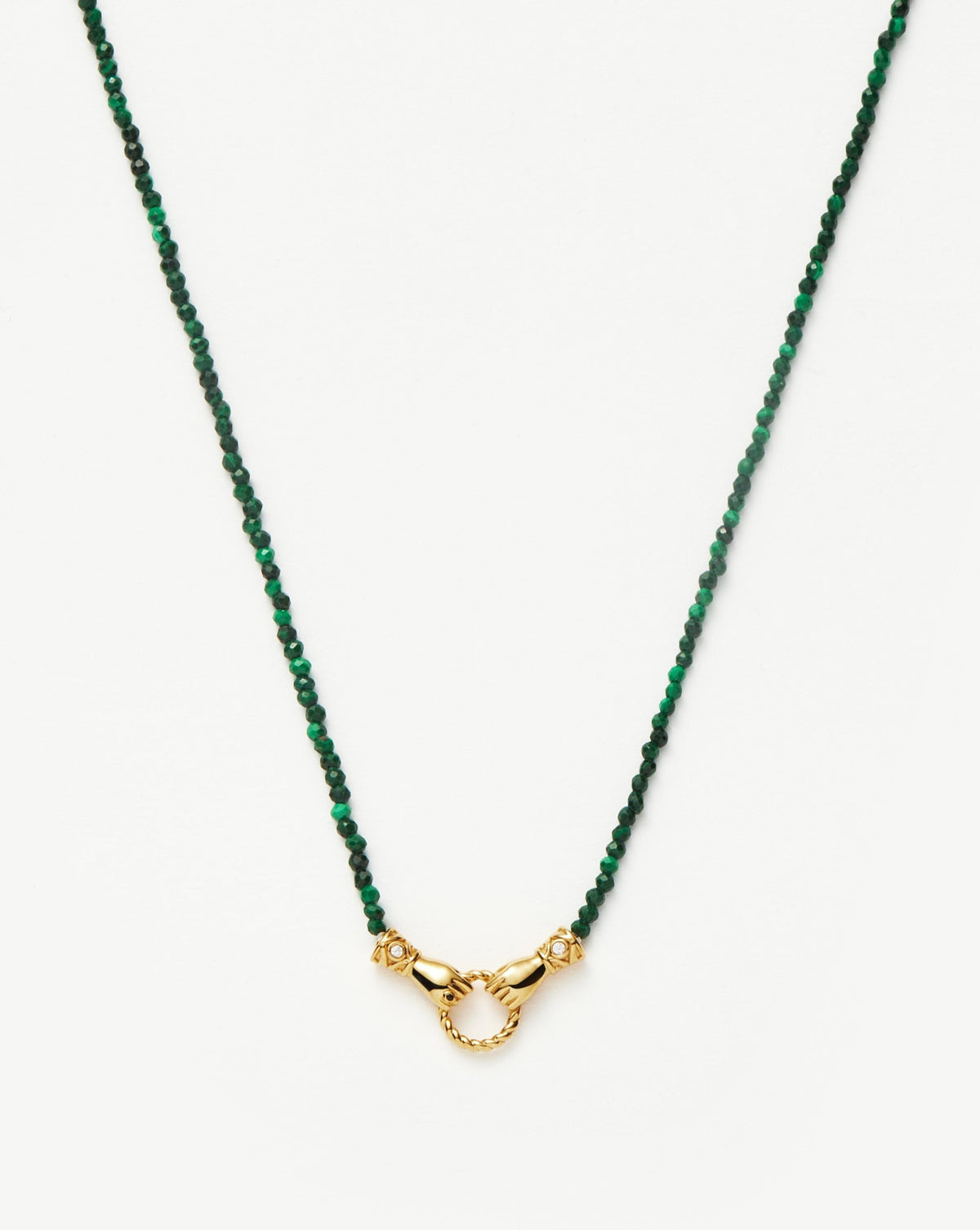 Harris Reed In Good Hands Mini Beaded Gemstone Necklace | 18k Gold Plated/Malachite