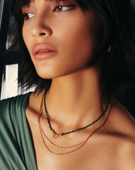 Harris Reed In Good Hands Mini Beaded Gemstone Necklace | 18k Gold Plated/Malachite