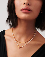 Harris Reed In Good Hands Mini Beaded Gemstone Necklace | 18k Gold Plated/Rainbow Moonstone