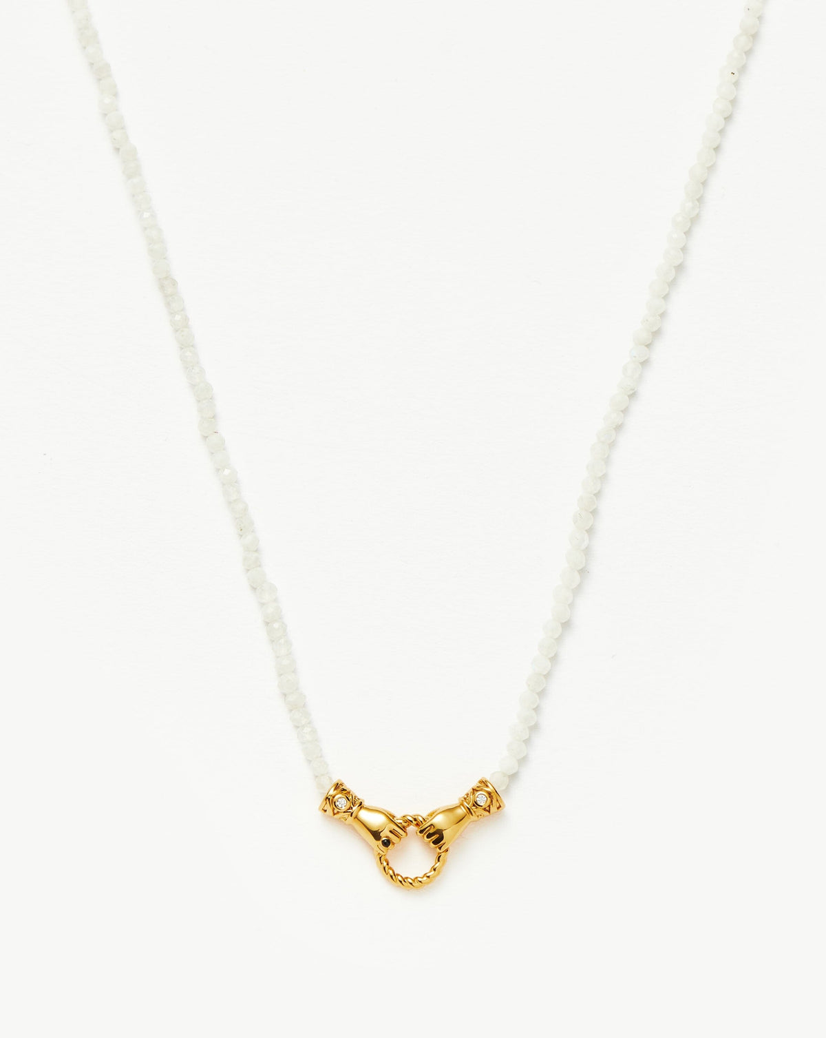 Harris Reed In Good Hands Mini Beaded Gemstone Necklace | 18k Gold Plated/Rainbow Moonstone