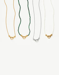 Harris Reed In Good Hands Mini Beaded Gemstone Necklace | 18k Gold Plated/Rainbow Moonstone