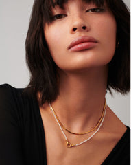 Harris Reed In Good Hands Mini Beaded Gemstone Necklace | 18k Gold Plated/Rainbow Moonstone