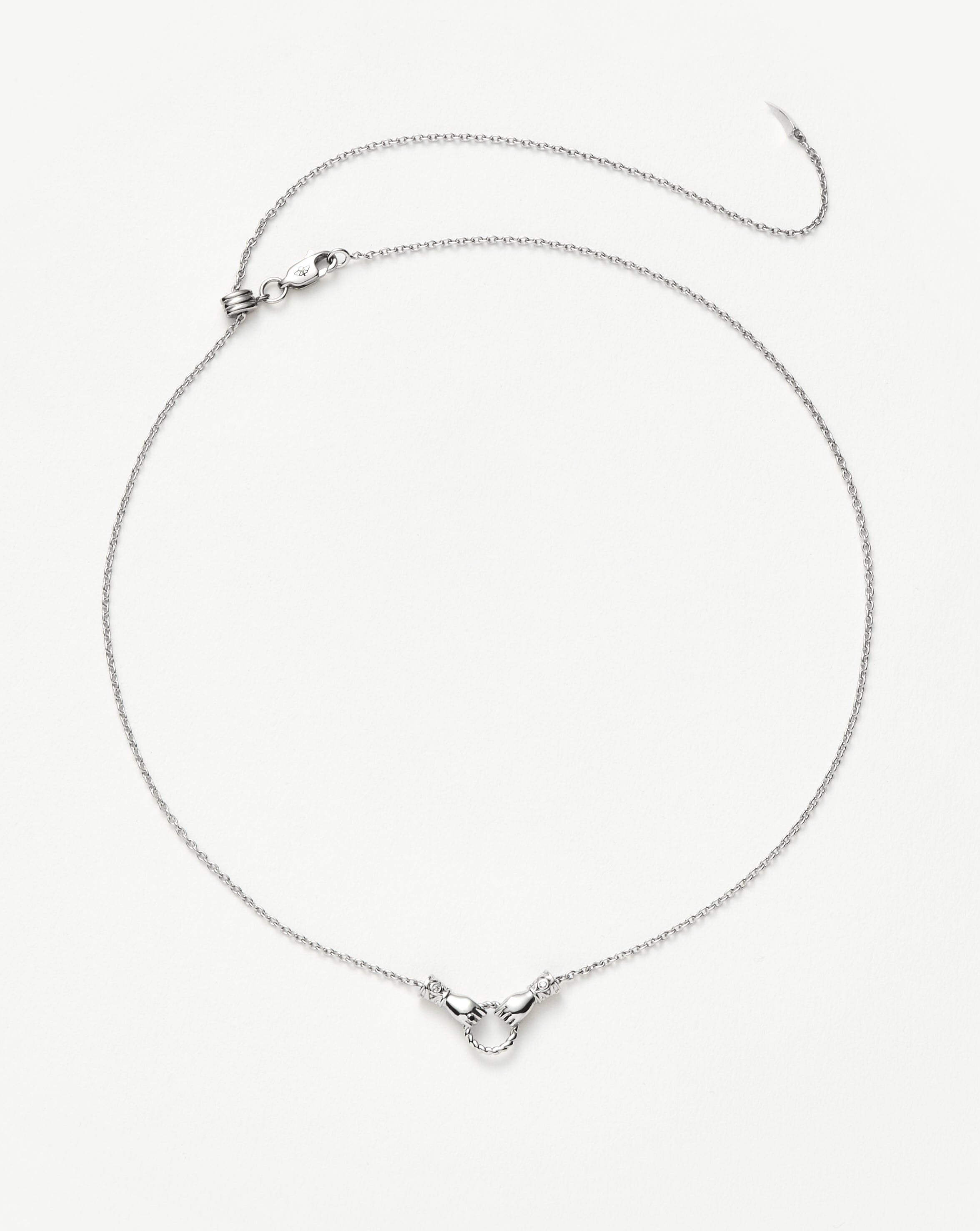 Harris Reed In Good Hands Mini Pendant Slider Necklace | Silver Plated/Cubic Zirconia & Black Onyx