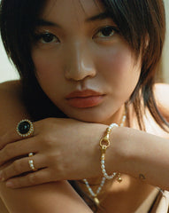 Harris Reed In Good Hands Pearl Bracelet | 18k Gold Plated/Pearl & Black Onyx