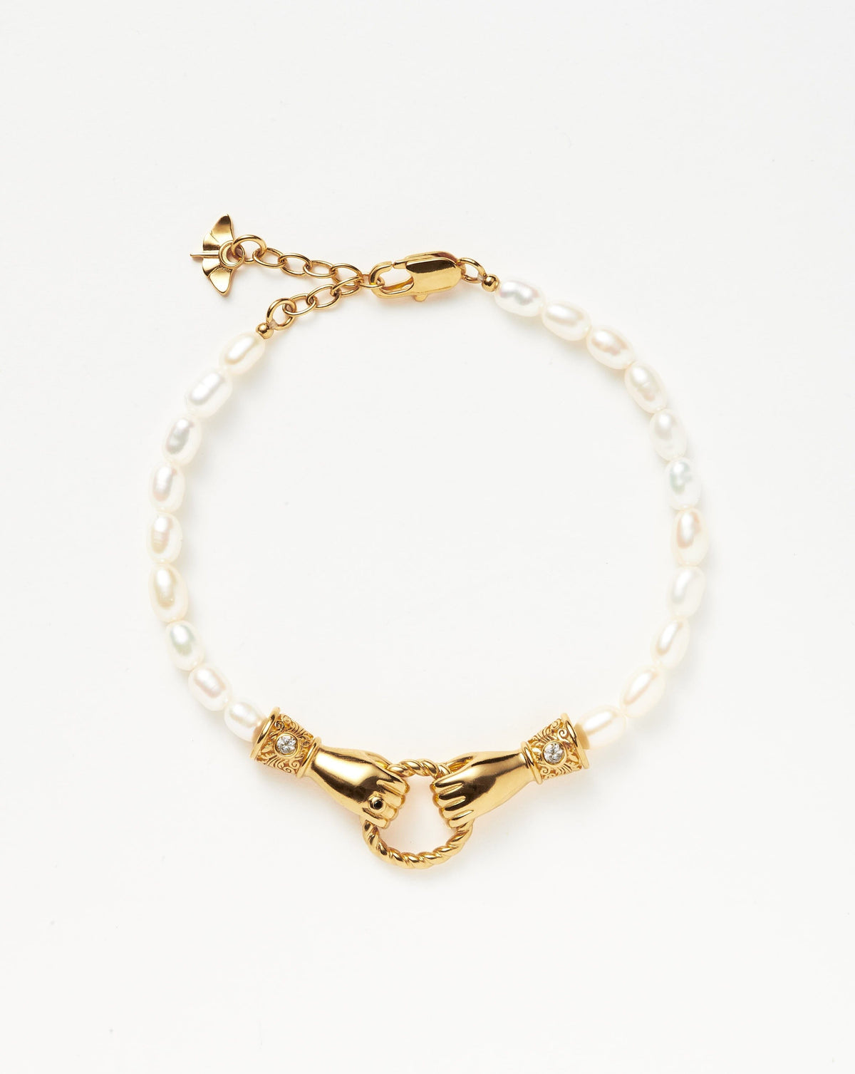 Harris Reed In Good Hands Pearl Bracelet | 18k Gold Plated/Pearl & Black Onyx