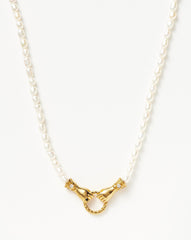 Harris Reed In Good Hands Pearl Pendant Necklace | 18k Gold Plated/Pearl & Black Onyx