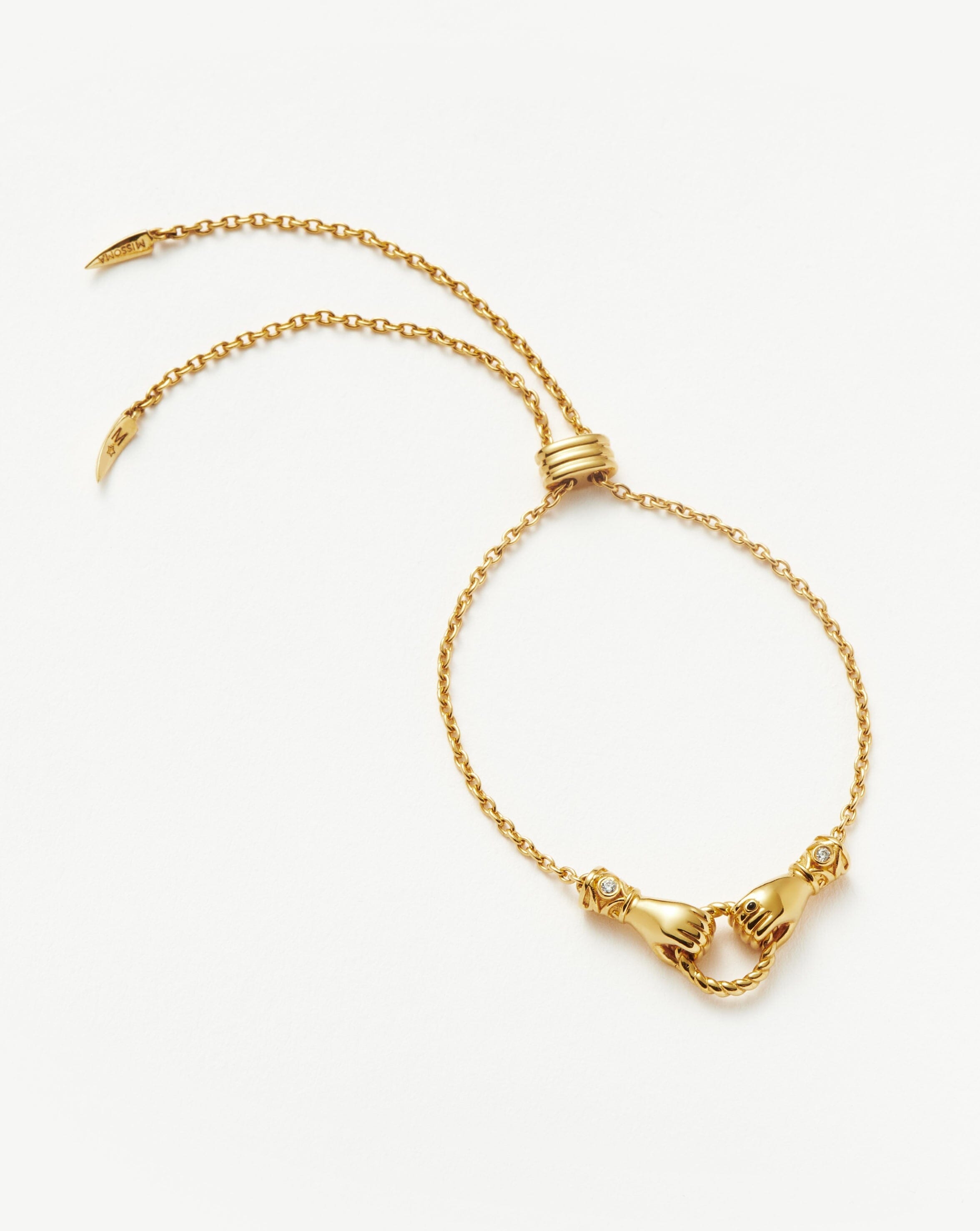 Harris Reed In Good Hands Slider Bracelet | 18k Gold Plated/Cubic Zirconia & Black Onyx