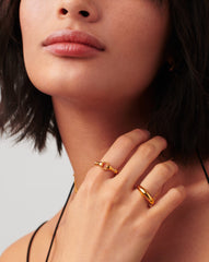 Harris Reed In Good Hands Stacking Ring | 18k Gold Plated/Cubic Zirconia & Black Onyx