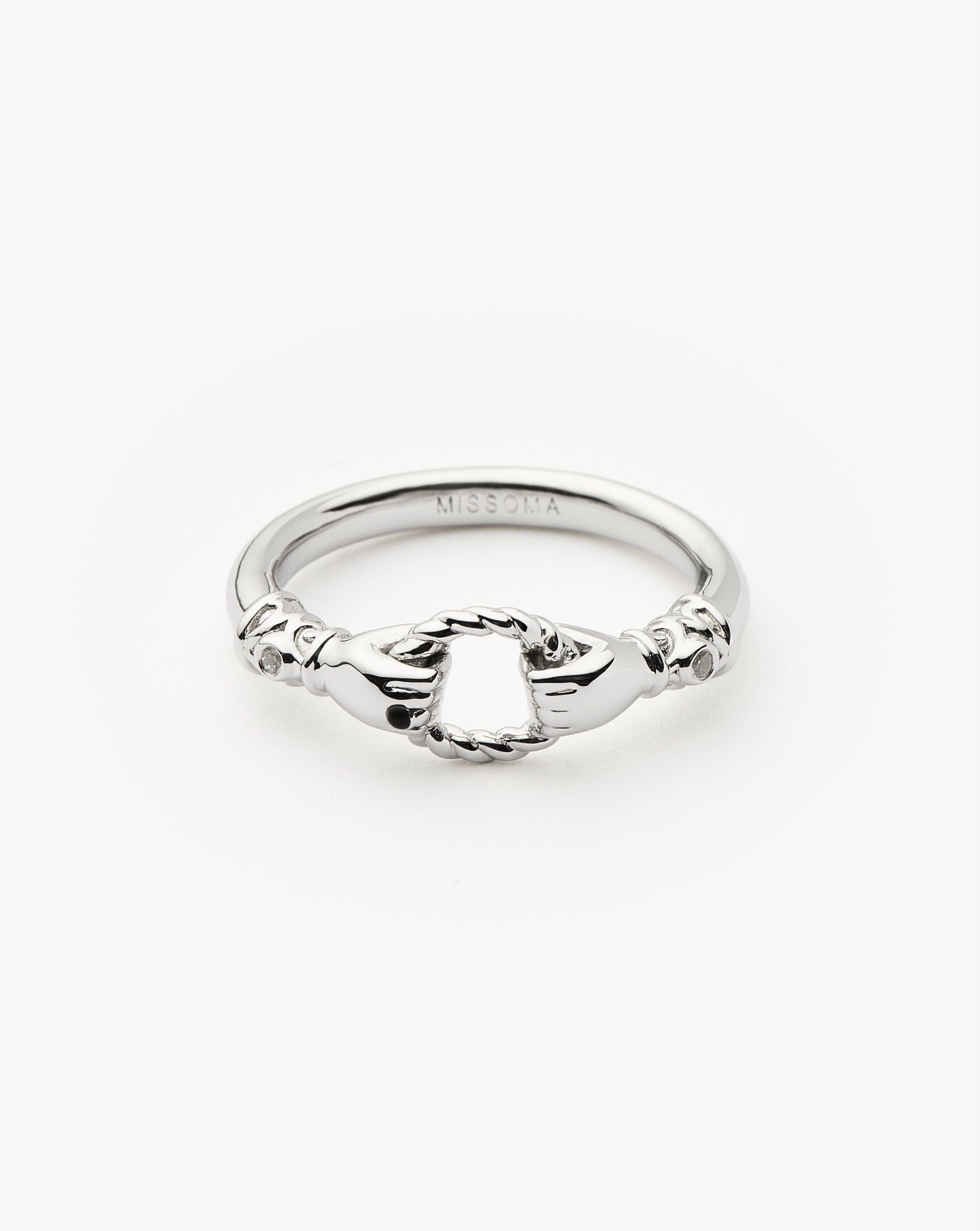 Harris Reed In Good Hands Stacking Ring | Sterling Silver/Cubic Zirconia & Black Onyx