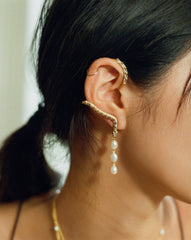 Harris Reed Pearl Serpent Ear Cuff | 18k Gold Plated/Pearl