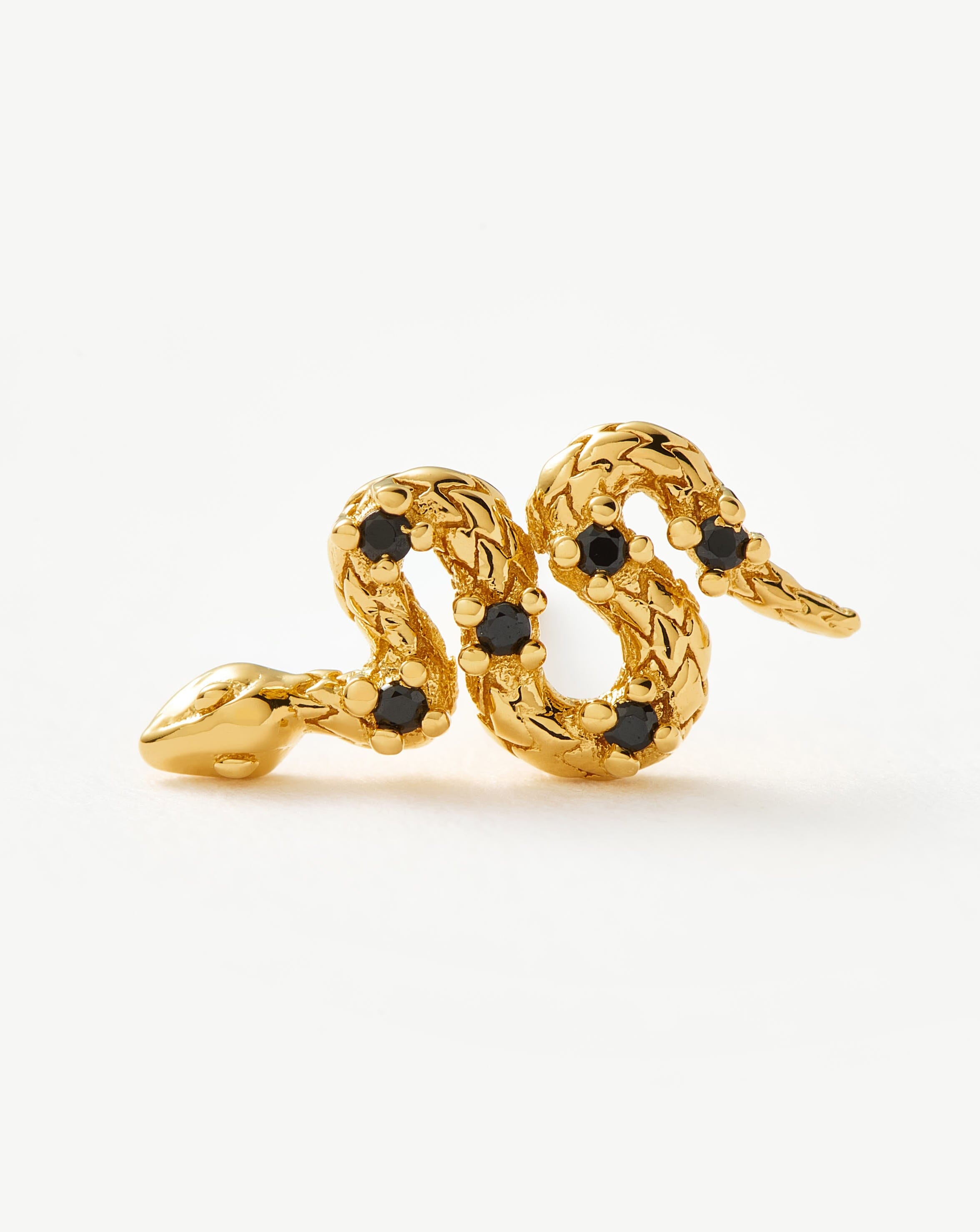 Harris Reed Serpent Single Stud Earring | 18k Gold Vermeil/Black Onyx