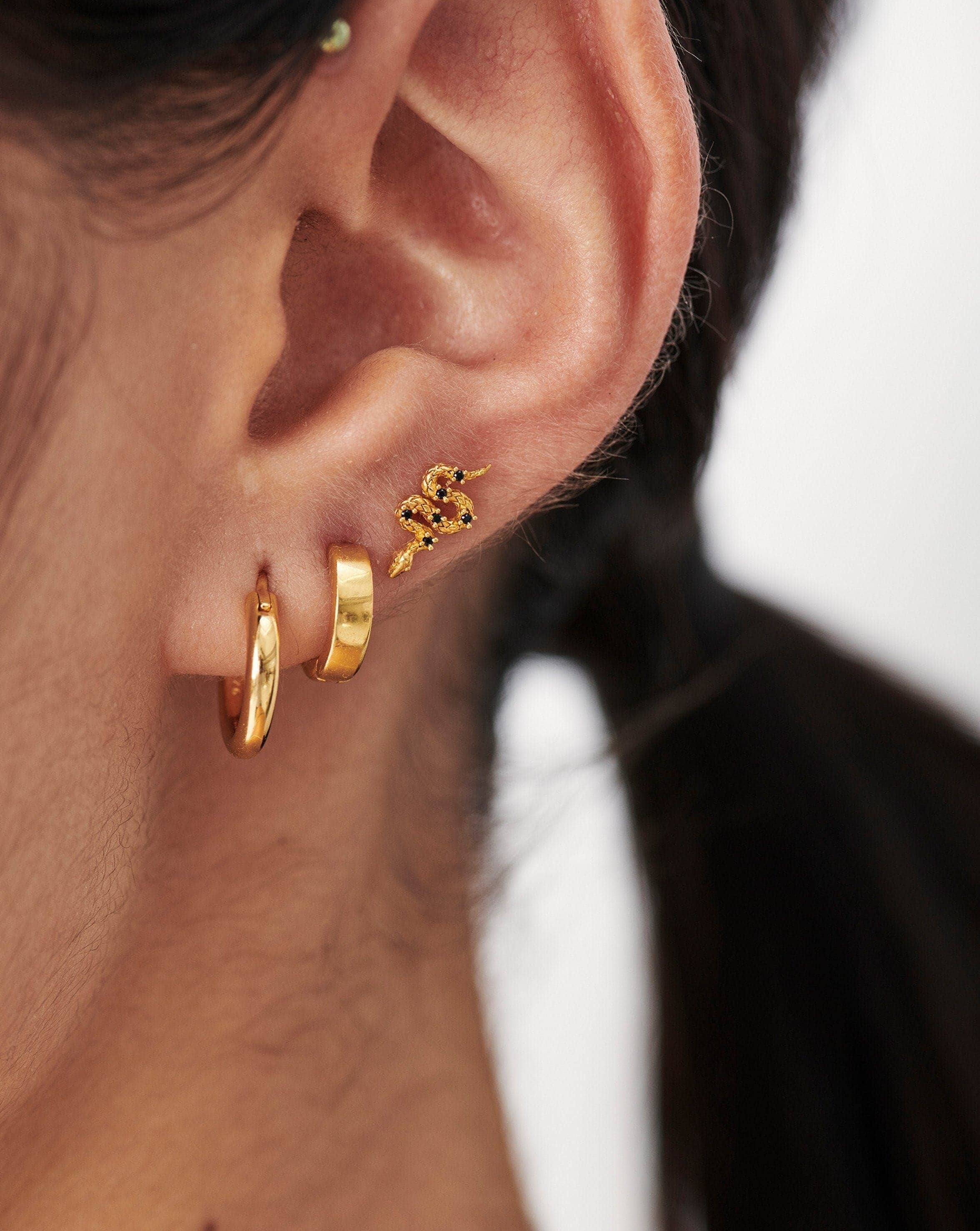 Harris Reed Serpent Single Stud Earring | 18k Gold Vermeil/Black Onyx