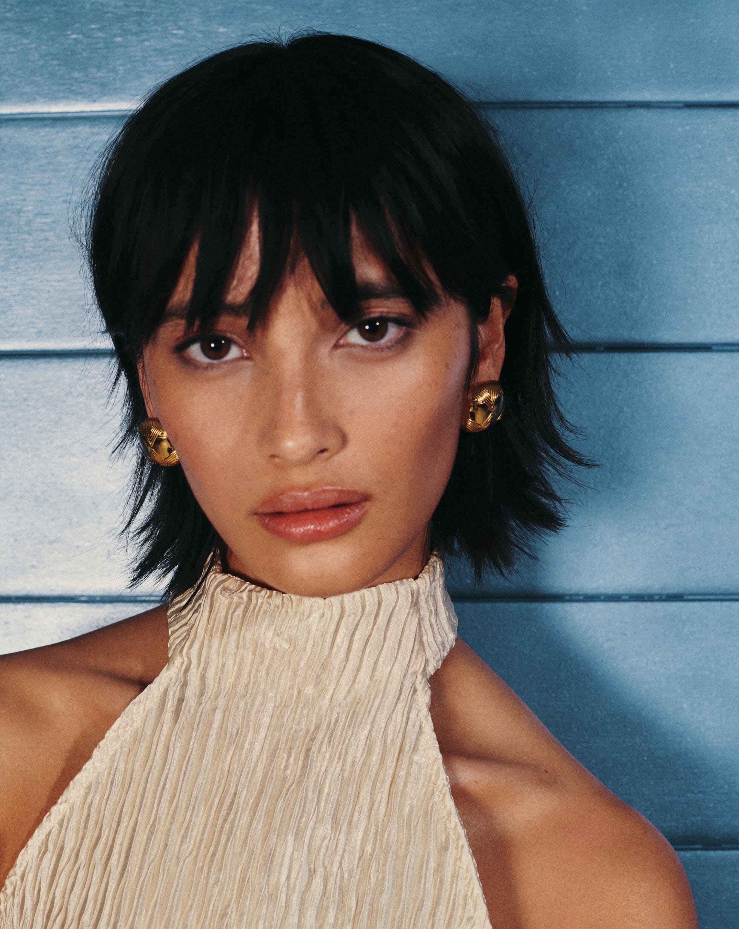 Hera Oversized Dome Ridge Stud Earrings | 18k Gold Plated