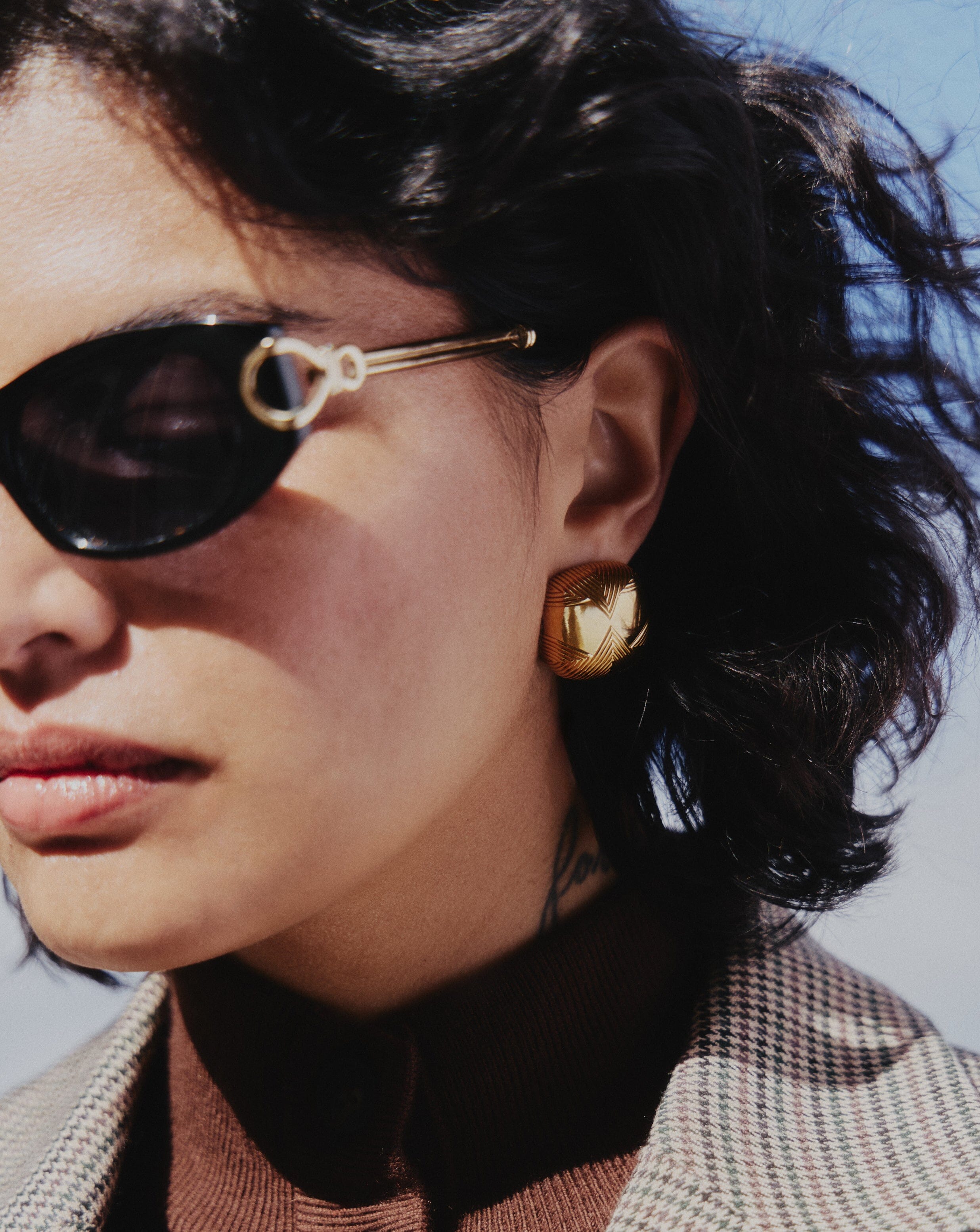 Hera Oversized Dome Ridge Stud Earrings | 18k Gold Plated