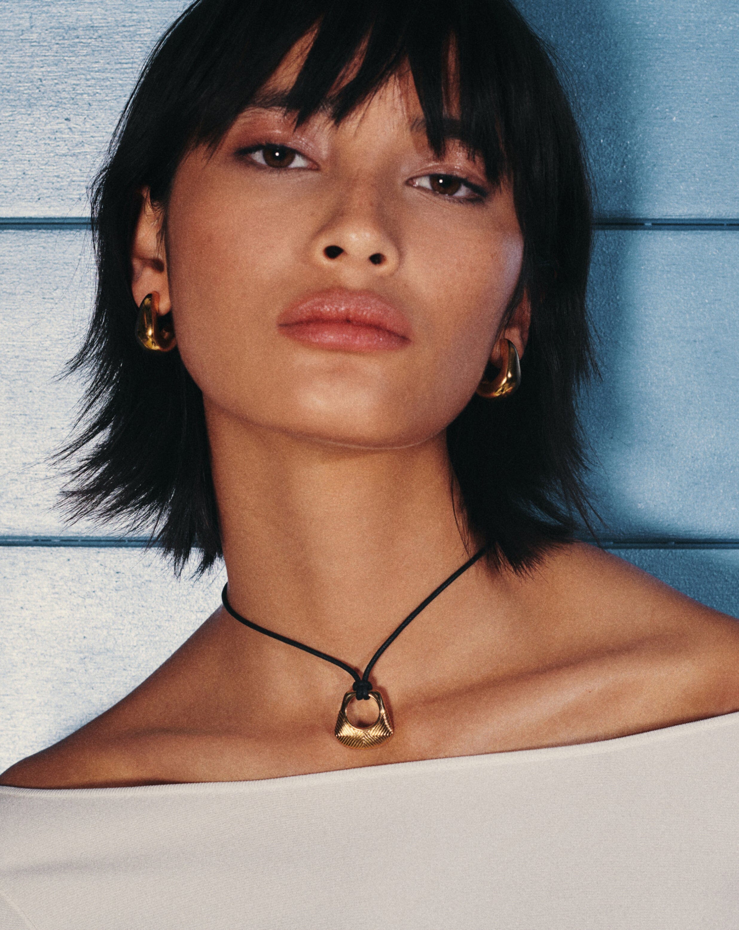 Hera Ridge Pendant Cord Necklace | 18k Gold Plated