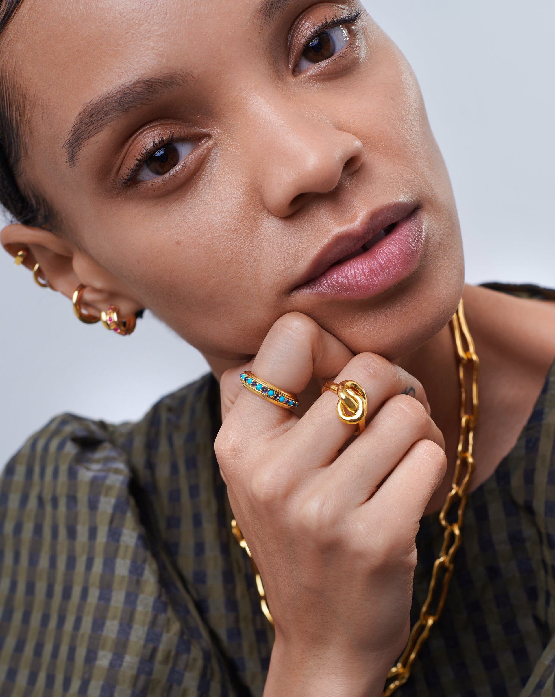 Hot Rox Gemstone Stacking Ring | 18k Gold Vermeil/Turquoise & Iolite