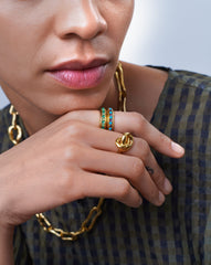Hot Rox Gemstone Stacking Ring | 18k Gold Vermeil/Turquoise & Iolite